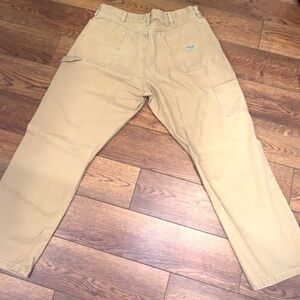 Wrangler Carpenter Pants Mens Size 40X32 Tan Brown Cotton Blend Pockets Workwear